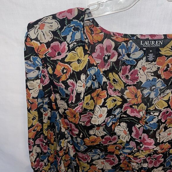 Lauren Ralph Lauren Women’s Dressy Blouse Size Medium Multicolor Floral Party - Picture 5 of 12